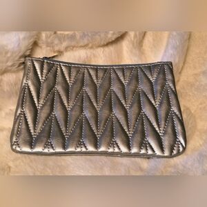 Ipsy Silver Quilted Cosmetic Bag